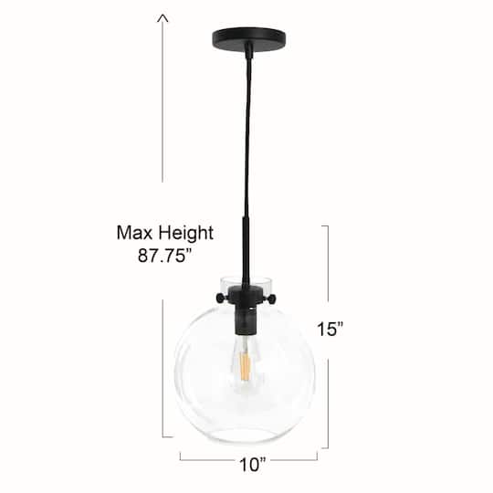 Hello Honey® Robert Stevenson Lighting Marson 15" Clear Glass & Matte Black Metal Ceiling Light